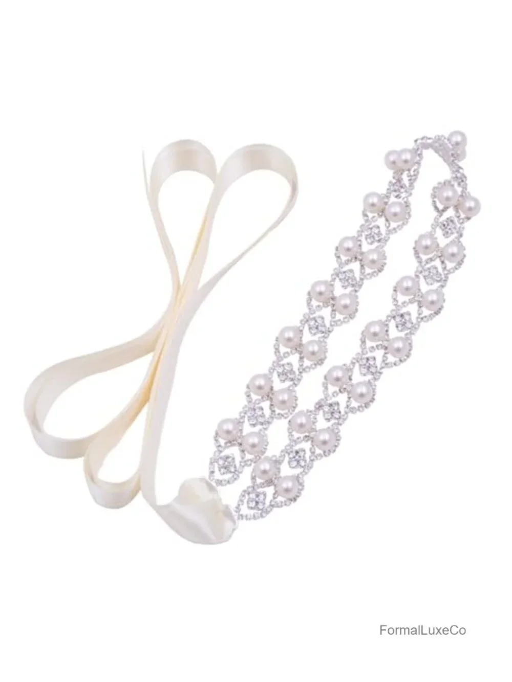 Handmade Pearl Crystal Wedding Belt Sash with Rhinestone